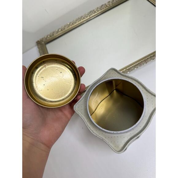 Vintage Rectangular Heart Tea Tin With Lid Cottagecore - Picture 6 of 9